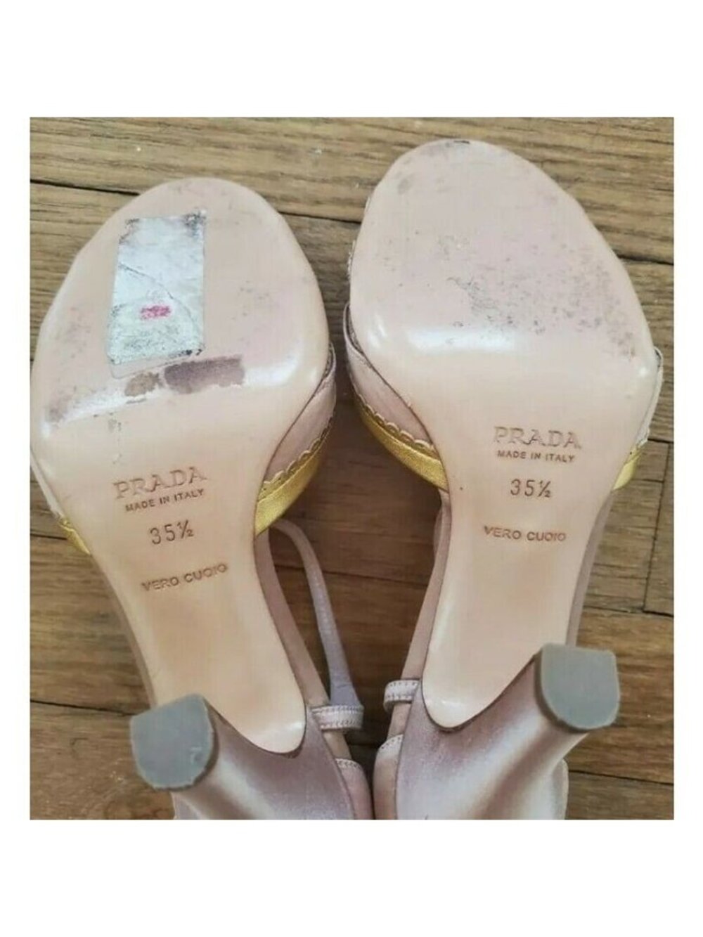 PRADA STRAPPY SANDALS PINK SATIN GOLD PYTHON HEELS EU 35.5 US 6 - Picture 8 of 9